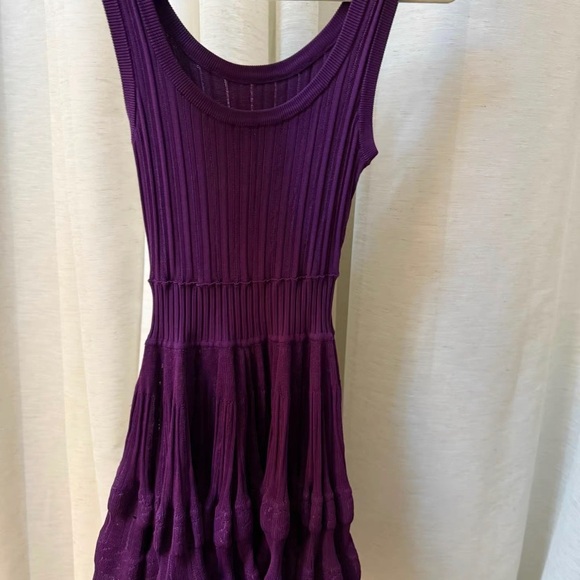Chic Purple Ribbed Mini Dress - Picture 1 of 2